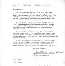 United Oak Lawn Party Invitation, 1973