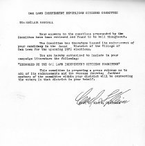 Oak Lawn Independent Republican Letter, 1975