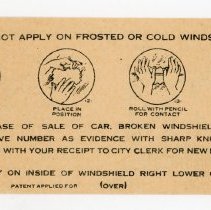 Oak Lawn Vehicle Sticker, 1938