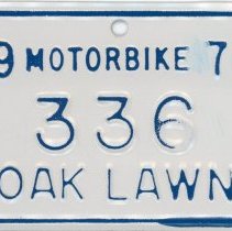 Oak Lawn Motorcycle License Plat
