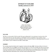 Mt. Zion Ev. Lutheran Church Bulletins, 2019