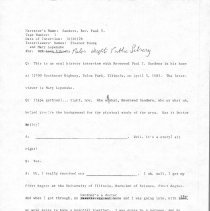 Sanders, Reverend Paul T. - Oral History Interview 2