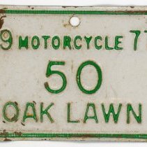 Oak Lawn Motorcycle License Plate