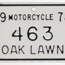Oak Lawn Motorcycle License Plate