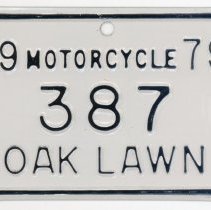 Oak Lawn Motorcycle License Plate