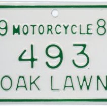 Oak Lawn Motorcycle License Plate