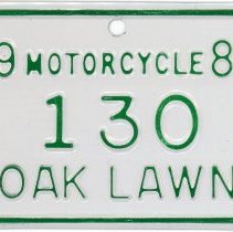 Oak Lawn Motorcycle License Plate