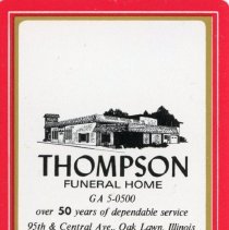 Thompson Funeral Home Playing Card