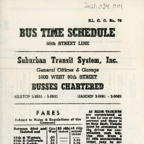 Suburban Transit System Bus Schedule, 1964