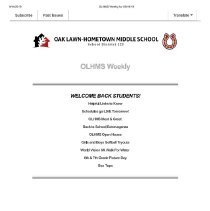 Oak Lawn-Hometown Middle School Newsletter, 2019-20