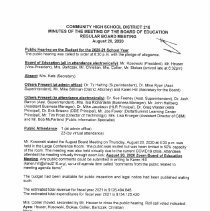 School District 218 Board of Education Minutes, 2020-21