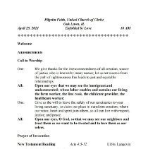 Pilgrim Faith United Church of Christ Bulletins, 2021