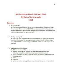 Mt. Zion Lutheran Congregation Self-Study, 2015