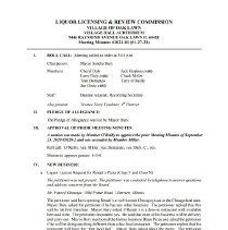 Oak Lawn Liquor Licensing & Review Comm. Minutes, 2021
