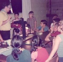 Robert Kopek demonstrates filmmaking to children