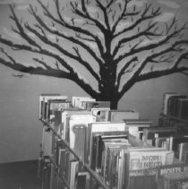 Paper-mache tree with snow