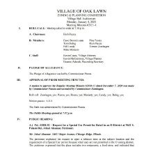 Oak Lawn Zoning & Planning Commission Minutes, 2021