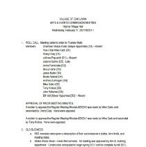 Oak Lawn Arts & Events Comm. Minutes, 2021