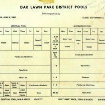 Oak Lawn Park District Pools Schedule 1968