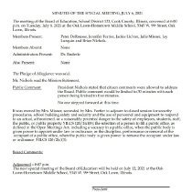Oak Lawn-Hometown School District Minutes, 2021-22