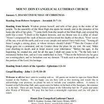 Mt. Zion Ev. Lutheran Church Bulletins, 2014