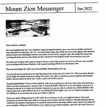 Mt. Zion Evangelical Lutheran Messenger, 2022