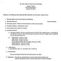 Mt. Zion Lutheran Church Council Minutes, 2022