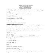 Oak Lawn Park District Board Minutes, 2022