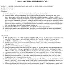 Oak Lawn Baseball Board Minutes, 2022