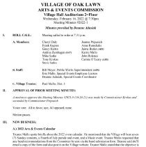 Arts & Events Commission Minutes, 2022