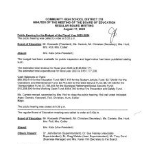 Community High School Dist 218 Minutes,, 2023-24