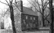 Mouns Jones House, SE perspective view restored walls, roof & chimney (1967