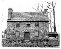 Mouns Jones House, partially restored east eaves wall elevation (c.1971)