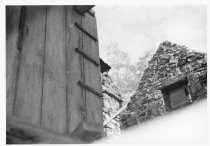 Mouns Jones House details: interior south gable & 2nd floor board partition