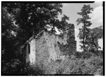 Image #1: Mouns Jones House, SW perspective view of surviving walls (1958)