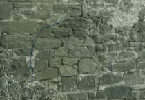 Mouns Jones House, north gable wall detail (c.1965)