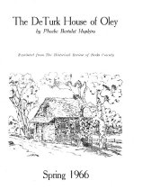 Offprint of essay by Phoebe Hopkins re: DeTurk house, cover (1966)