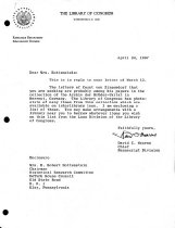 Letter from Library of Congress re: Moravian historical documents (1967)