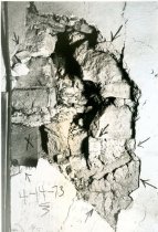 DeTurk, detail of interior south gable wall west of 1st-floor doorway (1973