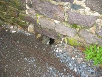 Window opening, upper grade, west wall