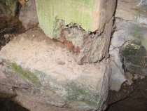 South jamb-foot of later frame at DeTurk kitchen doorway (2009)