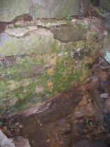 North face of  retaining wall south of DeTurk kitchen doorway (2009)