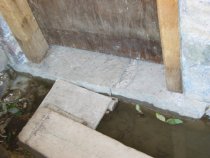 DeTurk, detail of exterior view of restored kitchen door sill & jambs (2009