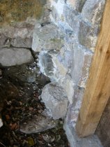 Restored masonry pier south of DeTurk ground level kitchen door jamb (2009)