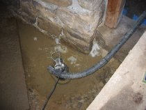 Restored DeTurk abutment pier foundation north of door jamb