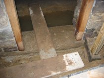 DeTurk, detail of restored kitchen door jambs and masonry abutments (2009)