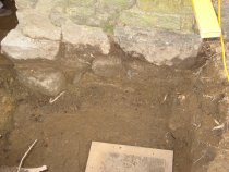 Excavated DeTurk foundation at cellar doorway