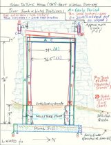 Image #1: DeTurk House kitchen doorway jamb, lintel, & outlooker positions