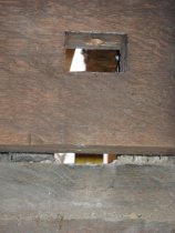 Original header mortised for tenon of DeTurk door-hood outlooker (2009)