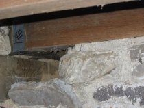 Detail of DeTurk vault abutment, floor joist, and outlooker header (2009)